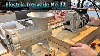 Tre Spade MEAT GRINDER MINCER No 22 Motorised meat grinder  powered [upl. by Paget]