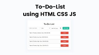 Create ToDo List App with HTML CSS and JavaScript  Beginner Tutorial [upl. by Elehcir]