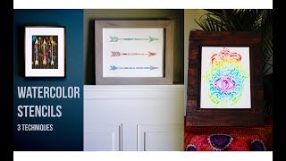 Watercolor Stencils 3 Ways [upl. by Neelac]