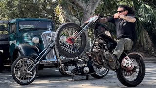 Billy Lane How to Rake amp Stretch a HarleyDavidson Chopper Frame Springer Front End Choppers Inc HD [upl. by Nyliac112]