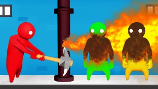 I Literally BURNED My Friends Gang Beasts [upl. by Everett]