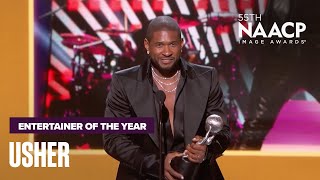 Usher Accepts The Entertainer Of The Year Award  NAACP Image Awards 24 [upl. by Aldis551]