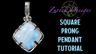 Wire Wrapping Tutorial Prong Setting for Square Cabochons [upl. by Rostand113]