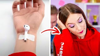 FUN WAYS TO SNEAK ANYTHING ANYWHERE  Funny Sneaky Tricks And Tips By 123 GO GOLD [upl. by Dlorad206]