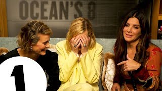 quotThats the sign for SHUT UPquot Oceans 8s Sandra Bullock Cate Blanchett amp Sarah Paulson cause chaos [upl. by Price]