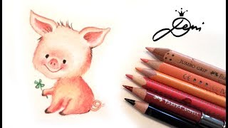 Ferkel zeichnen 🐷🍀Glücksschwein malen 🐷How to Draw a Cute Pig 🐽 Kак се рисува прасенце [upl. by Suelo]