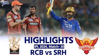 RCB vs SRH IPL 2024 Highlights Royal Challengers Bengaluru vs Sunrisers Hyderabad Match Highlights [upl. by Annahs]