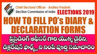 How to Fill Presiding Officer Diary in Telugu  Declaration forms by the PO  Election training 2019 [upl. by Chavaree]