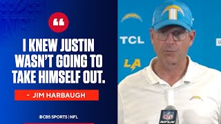 Jim Harbaugh gives an update on Justin Herbert after loss to Steelers  Press Conference [upl. by Jaquelyn]