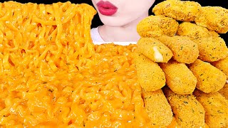 ASMR MUKBANG｜CHEESY CARBO FIRE NOODLES CHEESE STICKS FRIED CHICKEN 꾸덕 까르보 불닭볶음면 뿌링클 치즈스틱 치킨 먹방 [upl. by Anattar283]