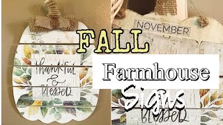 FALL FARMHOUSE RUSTIC COUNTRY SIGNS  DOLLAR TREE DIY [upl. by Sissel]