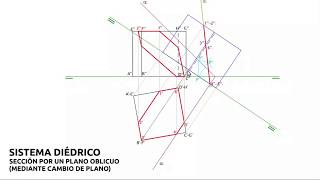 03 Sección de hexaedro por plano oblicuo mediante cambio de plano [upl. by Kan]