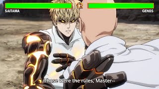 Saitama VS Genos With Healthbars  One Punch Man [upl. by Clayson155]