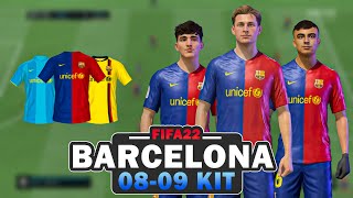 FC Barcelona 20082009 Kit FIFA22 Kit Mod [upl. by Ahsiekrats]