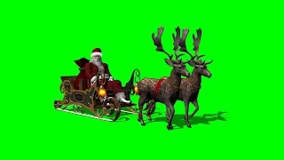 Santa with sleigh and running reindeers  green screen 1 [upl. by Gurolinick]