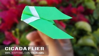 ORIGAMI PAPER PLANE  How to make an EASY paper airplane that flies  Cicada Flier [upl. by Ralyt]