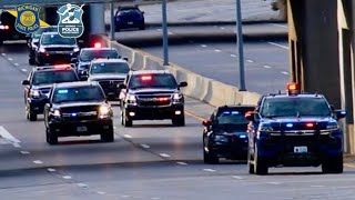 United States Former President  Police Escort amp Motorcade Rolling Into Detroit Metro Airport [upl. by Saire]