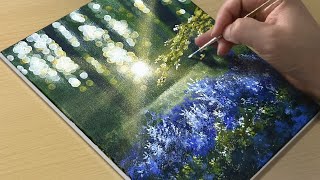 Easy Way to Paint a Morning Forest  Acrylic Painting for Beginners [upl. by Tawnya]