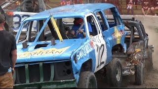 Petrolia Fair Demolition Derby 2015  Pro Mod Trucks [upl. by Nuhsyar]