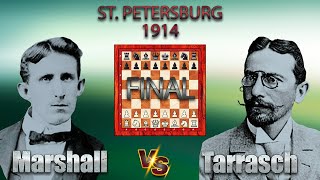 Frank Marshall Vs Siegbert Tarrasch 🏆 St Petersburg 1914 🏆 A85 Holländische Verteidigung chess 697 [upl. by Einittirb]