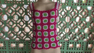 Conjunto de margaridas blusa de crochê passo a passo [upl. by Alla540]