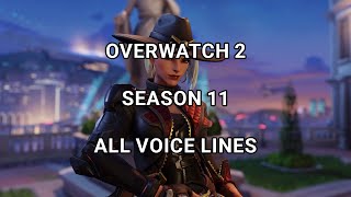 Overwatch 2 Season 11 All New Voice Lines Interactions Ultrawatch Mythic Calamity Empress Ashe OW2 [upl. by Mapes]