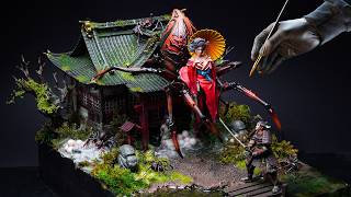 Spider Demon vs Samurai Diorama Build [upl. by Yvaht]