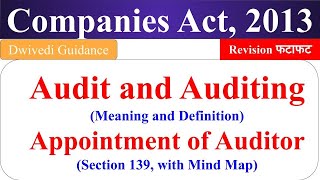 Audit Auditing Auditor Appointment of Auditor Companies Act 2013 company law mba bba bcom [upl. by Al]