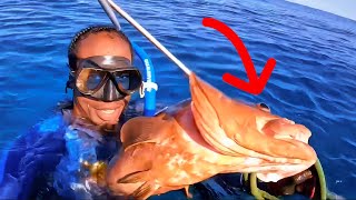 RECORD GIANT NASSAU GROUPER catch amp cooking [upl. by Eltsirc]