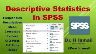 Descriptive Statistics in SPSS  Frequencies  Means  Crosstabs  QQ Plots  PP Plots  Ratios [upl. by Eiduj]