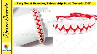 How to make braceletsFriendship braceletsFriendship bandPearl BraceletsCrossed bracelet [upl. by Cleres239]