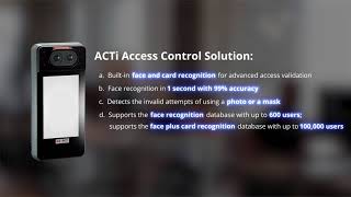 ACTi Access Control Solutions with Face Recognition Technology [upl. by Mylander]