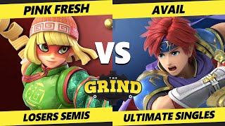 The Grind 302 LOSERS SEMIS  Pink Fresh Min Min Vs Avail Roy Smash Ultimate  SSBU [upl. by Seamus127]