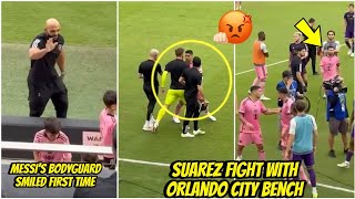 😡Suarez fight with Orlando City bench and Messi’s bodyguard caught smiling for the first time ever [upl. by Avivah]