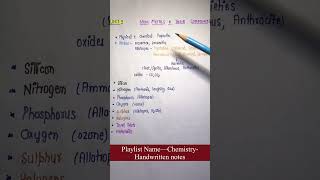 Unit 9 NonMetals amp their Compounds Index  Chemistry  General Science  Handwritten notes [upl. by Marteena472]