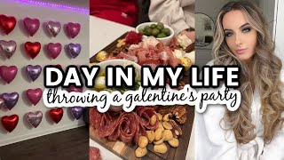 Day In My Life  i threw a galentines day party  hair treatment [upl. by Brietta280]