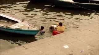 varanasi ghats  bathing in the ganges [upl. by Bartolome595]