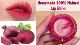 DIY LIPBALM WITH BEETROOT  How to get pink lips naturally 👄 How to make natural lip balm [upl. by Ojillek]