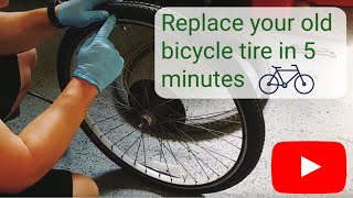 Installing a new bike tire and inner tube in 5 minutes [upl. by Ilatan]