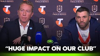 Emotional Robbo farewells quotclub legendsquot after heavy loss  Roosters Press Conference  Fox League [upl. by Dustman]