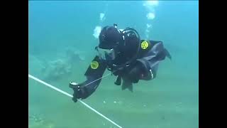 Female Diver is Diving with Viking HDS Rubber Drysuit and Interspiro Full Face Mask in Lake [upl. by Fidole]