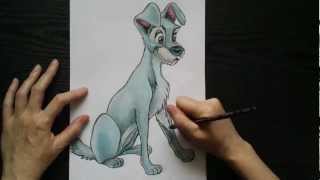 How to draw a dog Tramp from quot Lady and the Trampquot [upl. by Nagem]