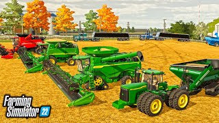 1000000 SOYBEAN HARVEST BIG TIME FARMERS RUNNING 3 COMBINES  FARMING SIMULATOR 22 [upl. by Pickar]