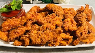 Quick And Easy Crispy Chicken Strips  Chicken Tenders By One Dish One Tip [upl. by Seldon]