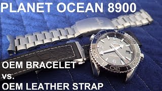 Omega Planet Ocean 8900  OEM Leather Strap vs OEM Bracelet [upl. by Acimehs]