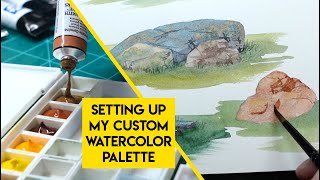 Curating my perfect LANDSCAPE watercolor palette ✶ Setup color mixing painting [upl. by Yelekreb475]