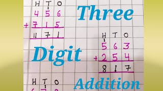 Addition of three digit numbers।3 digit Addition।3 digit addition with carrying। [upl. by Ittam484]