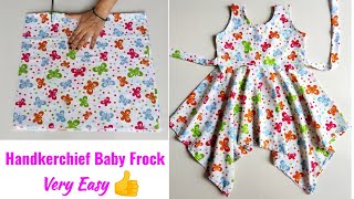 Handkerchief Baby Frock Cutting and Stitching very Easy  Handkerchief Baby Frock With Belt [upl. by Correy]