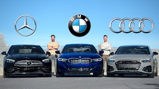 2023 BMW 3 Series vs Mercedes CClass vs Audi A4  The 50000 Question [upl. by Byler]