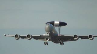 aviation Boeing E3D AEW1 RAF Awacs sentry plane touch n go RAF mildenhall 13jun17 757p [upl. by Hplar]